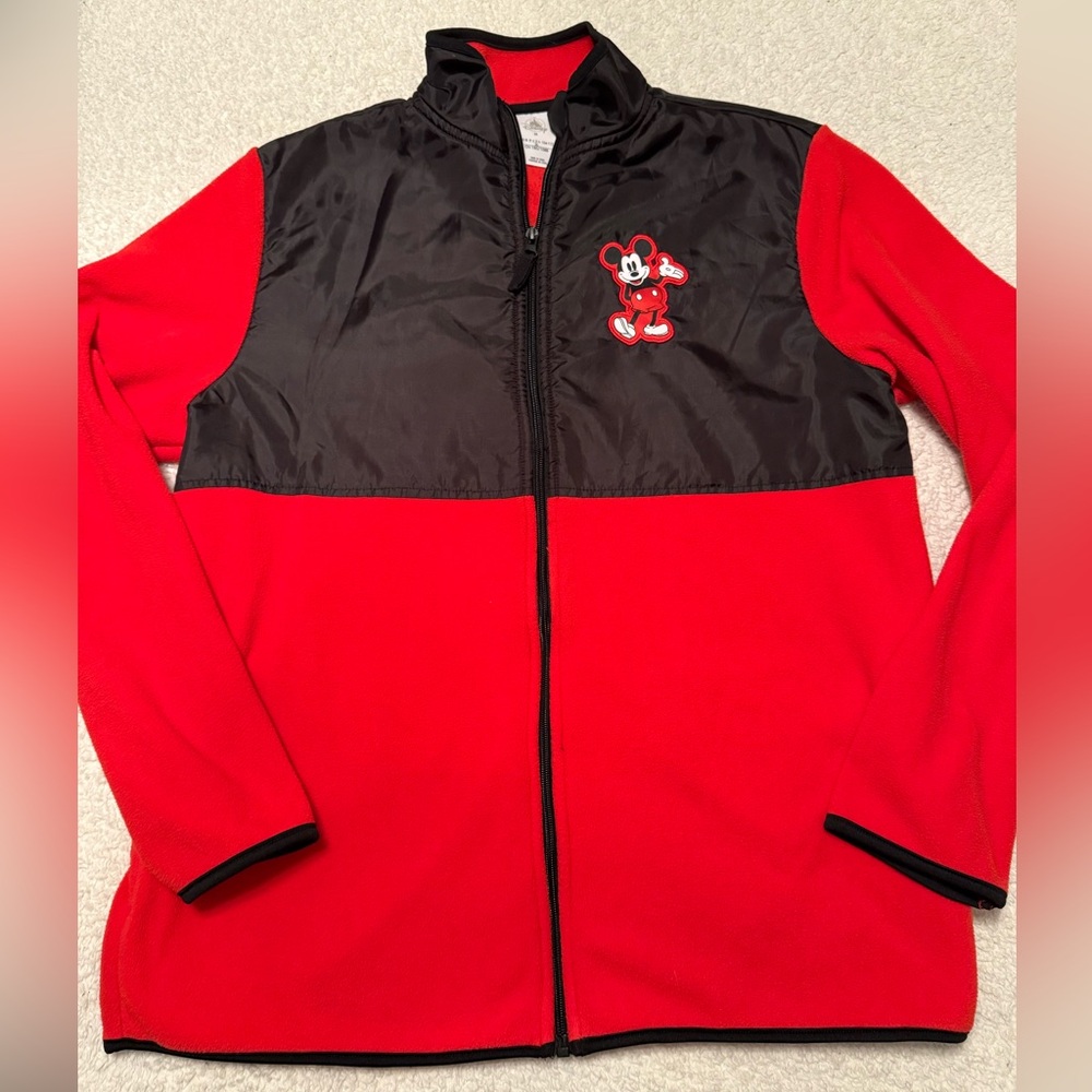 Disney Mickey Mouse Unisex full zip fleece jacket Red And Black Size M